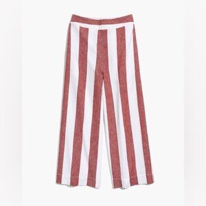 Madewell Huston Pull On Crop Pants Parrot Stripe Linen Blend XXS